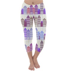 Houses City Pattern Capri Winter Leggings 