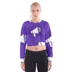 Announce Sing White Blue Cropped Sweatshirt by Mariart