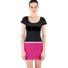 Black Pink Line White Short Sleeve Bodycon Dress by Mariart