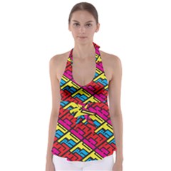 Color Red Yellow Blue Graffiti Babydoll Tankini Top by Mariart