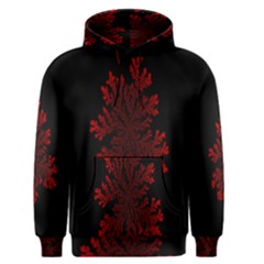 Dendron Diffusion Aggregation Flower Floral Leaf Red Black Men s Pullover Hoodie by Mariart