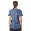 Flower Floral Blue Rose Star Women s Cotton Tee View2