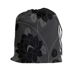 Flower Floral Rose Black Lola Flock Drawstring Pouches (xxl) by Mariart