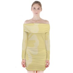 Hibiscus Custard Yellow Long Sleeve Off Shoulder Dress by Mariart