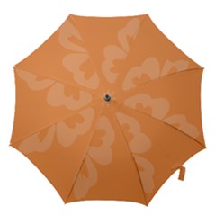 Hibiscus Sakura Tangerine Orange Hook Handle Umbrellas (small) by Mariart