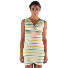 Horizontal Line Yellow Blue Orange Wrap Front Bodycon Dress by Mariart