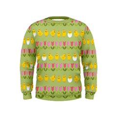 Easter - Chick And Tulips Kids  Sweatshirt