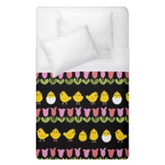 Easter - Chick And Tulips Duvet Cover (single Size) by Valentinaart