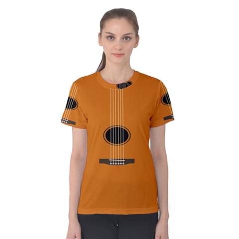 Minimalism Art Simple Guitar Women s Cotton Tee by Mariart