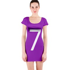 Number 7 Purple Short Sleeve Bodycon Dress by Mariart