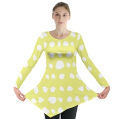 Polkadot White Yellow Long Sleeve Tunic  by Mariart