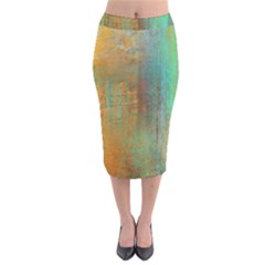 The Waterfall Velvet Midi Pencil Skirt