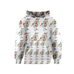 Floral Birds Wallpaper Pattern On White Background Kids  Pullover Hoodie