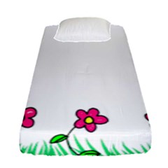 Floral Doodle Flower Border Cartoon Fitted Sheet (single Size) by Nexatart