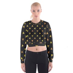 Shapes Abstract Triangles Pattern Cropped Sweatshirt by Nexatart