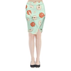 Apple Fruit Background Food Midi Wrap Pencil Skirt by Nexatart