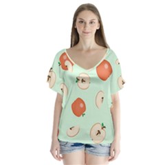 Apple Fruit Background Food Flutter Sleeve Top by Nexatart