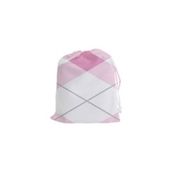 Tablecloth Stripes Diamonds Pink Drawstring Pouches (xs)  by Nexatart