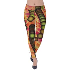 Abstract Background Digital Green Velvet Leggings