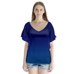 Blue Dot Flutter Sleeve Top by PhotoNOLA