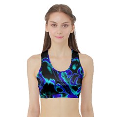 Glowing Fractal C Sports Bra With Border by Fractalworld