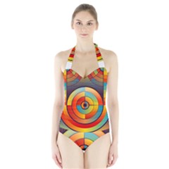 Abstract Pattern Background Halter Swimsuit by Nexatart