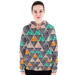 Abstract Geometric Triangle Shape Women s Zipper Hoodie