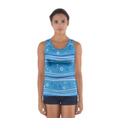 Blue Circle Line Waves Women s Sport Tank Top  by Mariart