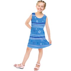 Blue Circle Line Waves Kids  Tunic Dress by Mariart