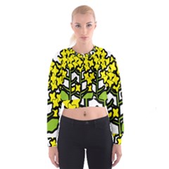 Flower Floral Sakura Yellow Green Leaf Cropped Sweatshirt by Mariart