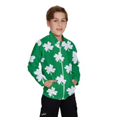 Flower Green Shamrock White Wind Breaker (kids) by Mariart