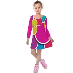 Paint Circle Red Pink Yellow Blue Green Polka Kids  Long Sleeve Velvet Dress by Mariart