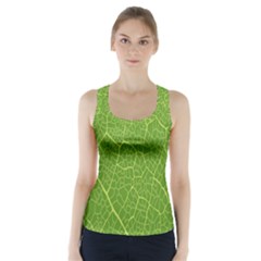 Green Leaf Line Racer Back Sports Top by Mariart