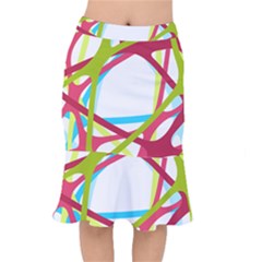 Nets Network Green Red Blue Line Mermaid Skirt by Mariart