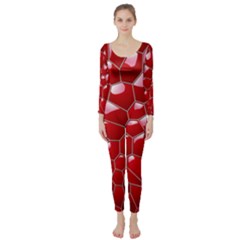 Plaid Iron Red Line Light Long Sleeve Catsuit by Mariart