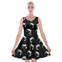 Pug Dog Pattern Velvet Skater Dress by Valentinaart