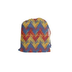 Aztec South American Pattern Zig Zag Drawstring Pouches (small)  by Nexatart