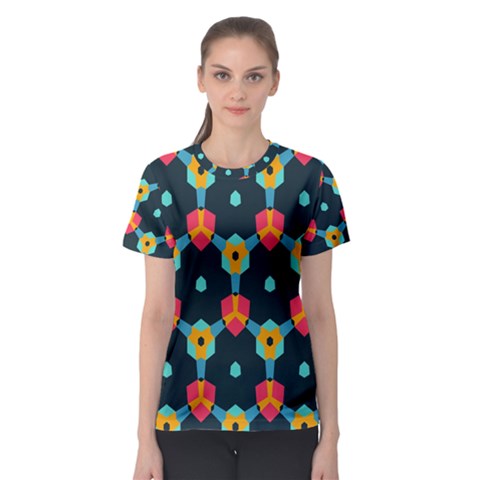 Connected Shapes Pattern          Women s Sport Mesh Tee by LalyLauraFLM