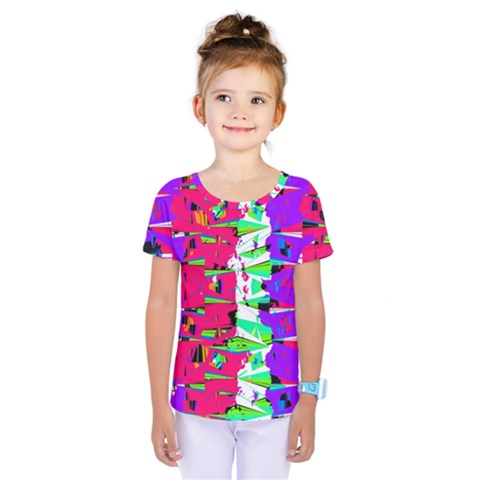 Colorful Glitch Pattern Design Kids  One Piece Tee by dflcprintsclothing