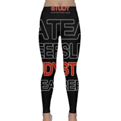 Eat Sleep Study Repeat Classic Yoga Leggings by Valentinaart