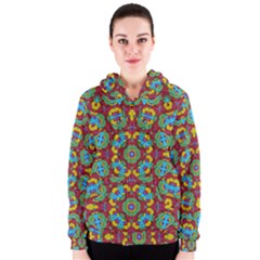 Geometric Multicolored Print Women s Zipper Hoodie by dflcprintsclothing