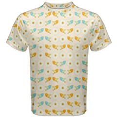 Birds And Daisies Men s Cotton Tee by linceazul