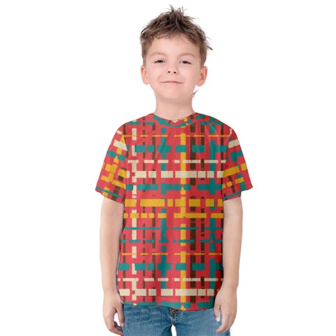 Colorful Line Segments Kids  Cotton Tee by linceazul