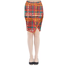 Colorful Line Segments Midi Wrap Pencil Skirt by linceazul