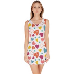 Colorful Bright Hearts Pattern Sleeveless Bodycon Dress by TastefulDesigns