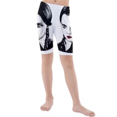Wednesday Addams Kids  Mid Length Swim Shorts by Valentinaart