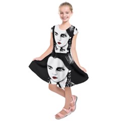 Wednesday Addams Kids  Short Sleeve Dress by Valentinaart