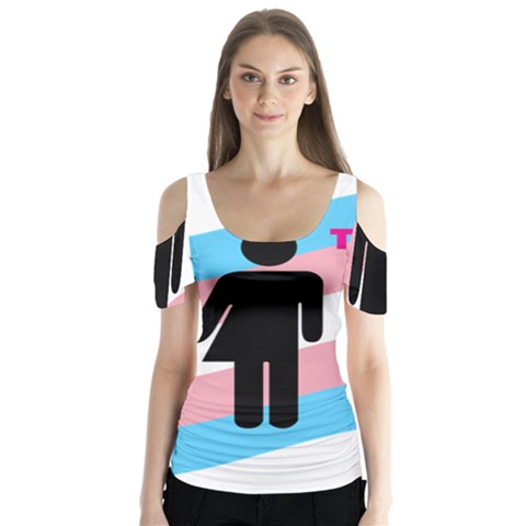 Transgender  Butterfly Sleeve Cutout Tee  by Valentinaart