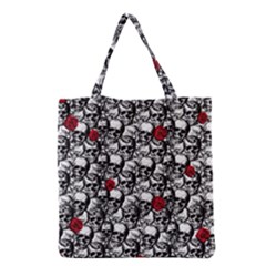 Skulls And Roses Pattern  Grocery Tote Bag by Valentinaart