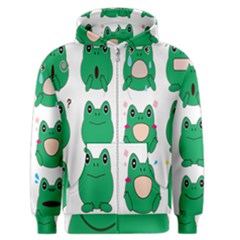 Animals Frog Green Face Mask Smile Cry Cute Men s Zipper Hoodie by Mariart